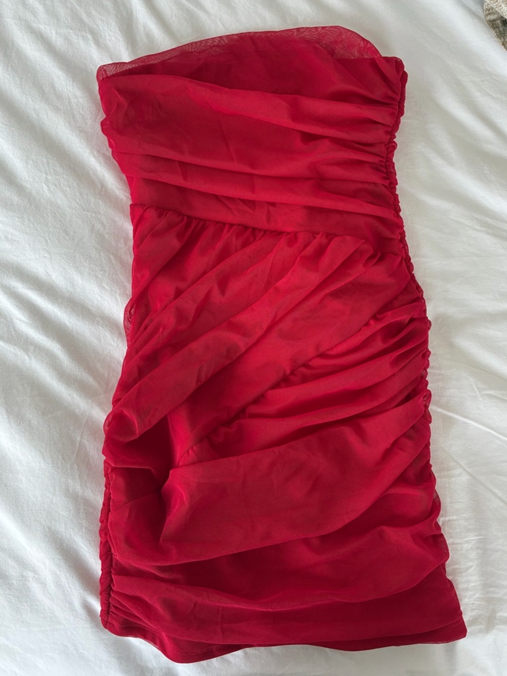 Strapless Ruched Red Cocktail Dress